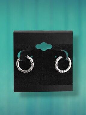 Textured Stainless Steel Hoop Earrings - 10mm